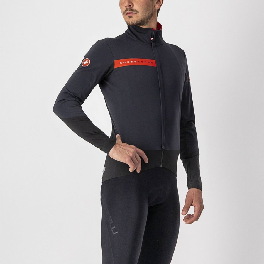 Black / Red Men Castelli BETA RoS Jackets | AQJTG-1756