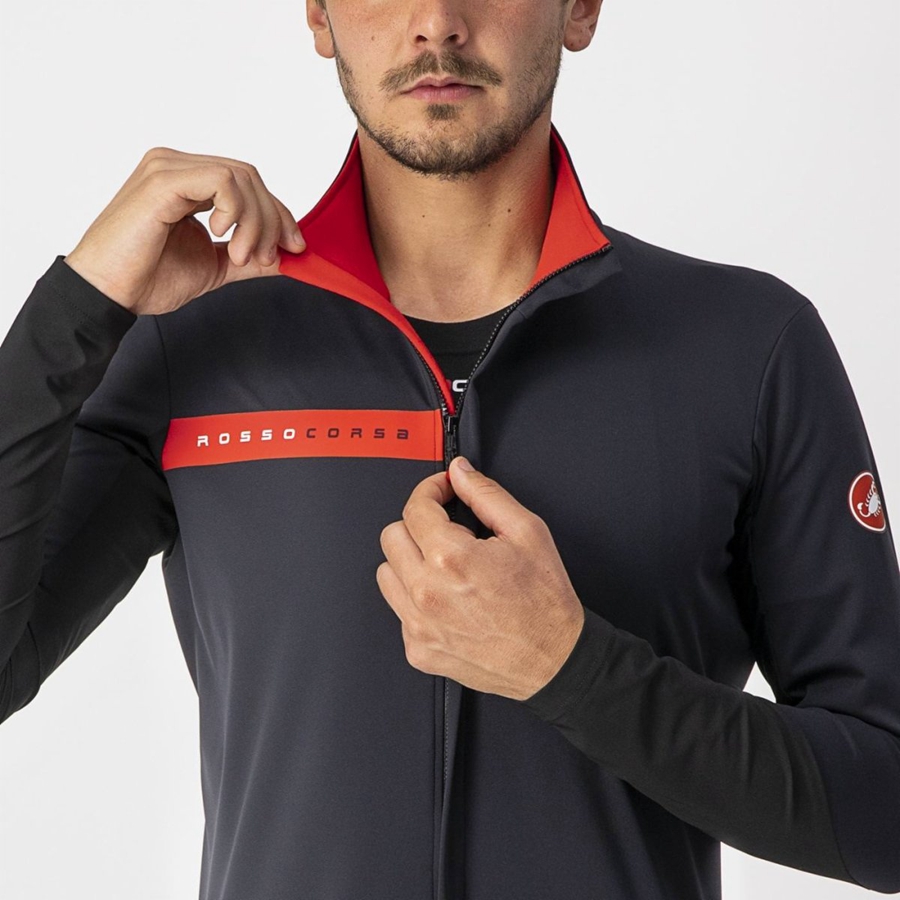 Black / Red Men Castelli BETA RoS Jackets | AQJTG-1756