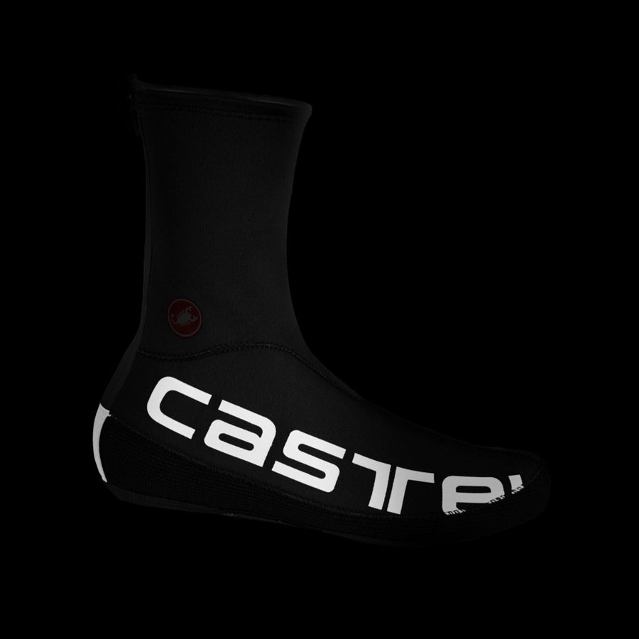 Black / Silver Men Castelli DILUVIO UL Shoecovers | OEAIG-2801