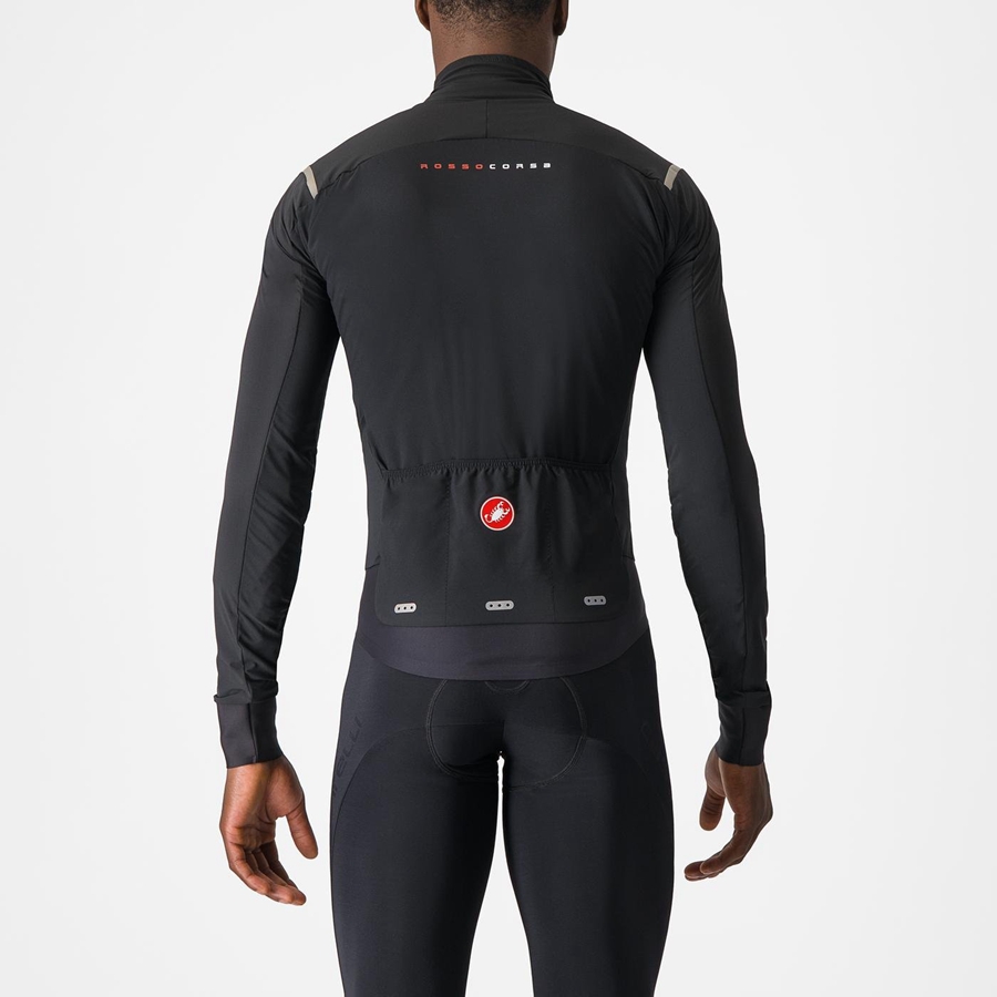 Black / Silver / Dark Men Castelli ALPHA FLIGHT ROS Jackets | TQUCZ-4096