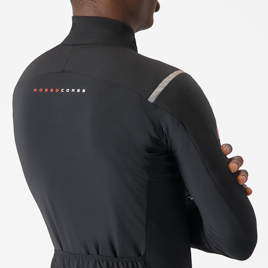 Black / Silver / Dark Men Castelli ALPHA FLIGHT ROS Jackets | TQUCZ-4096