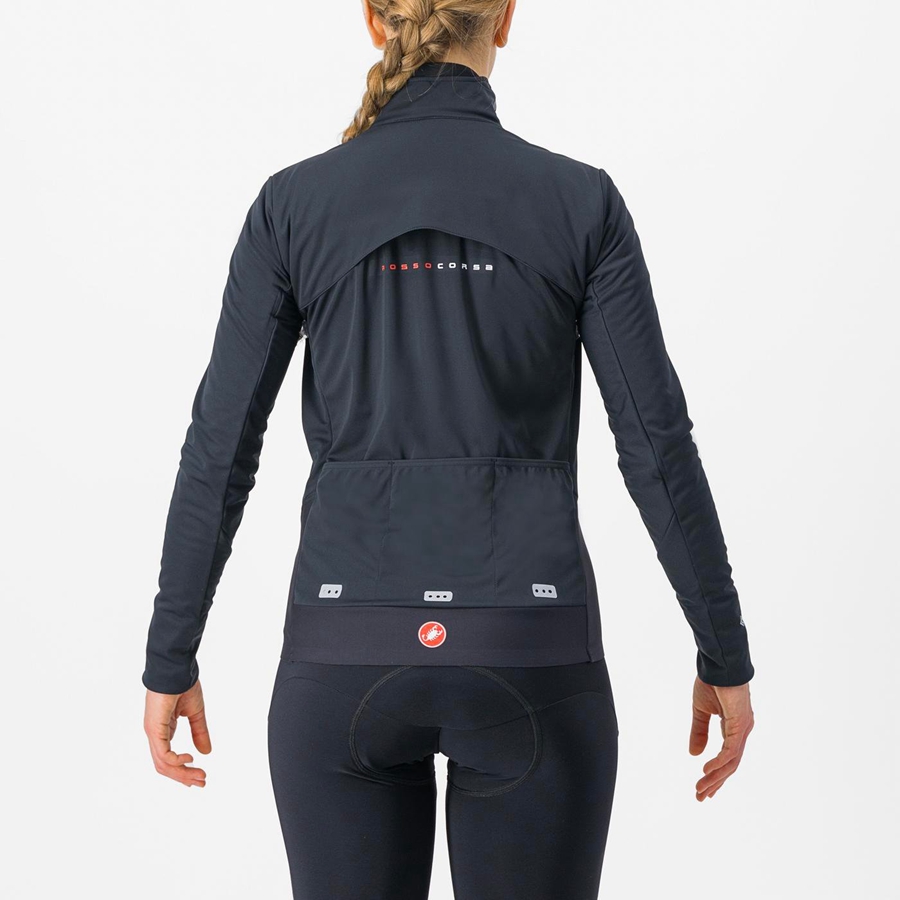 Black / Silver / Dark Women Castelli ALPHA DOPPIO ROS W Jackets | ZYEAD-8216