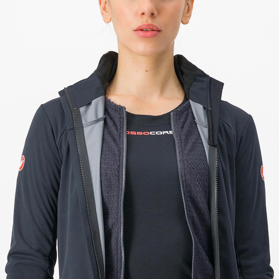 Black / Silver / Dark Women Castelli ALPHA DOPPIO ROS W Jackets | ZYEAD-8216