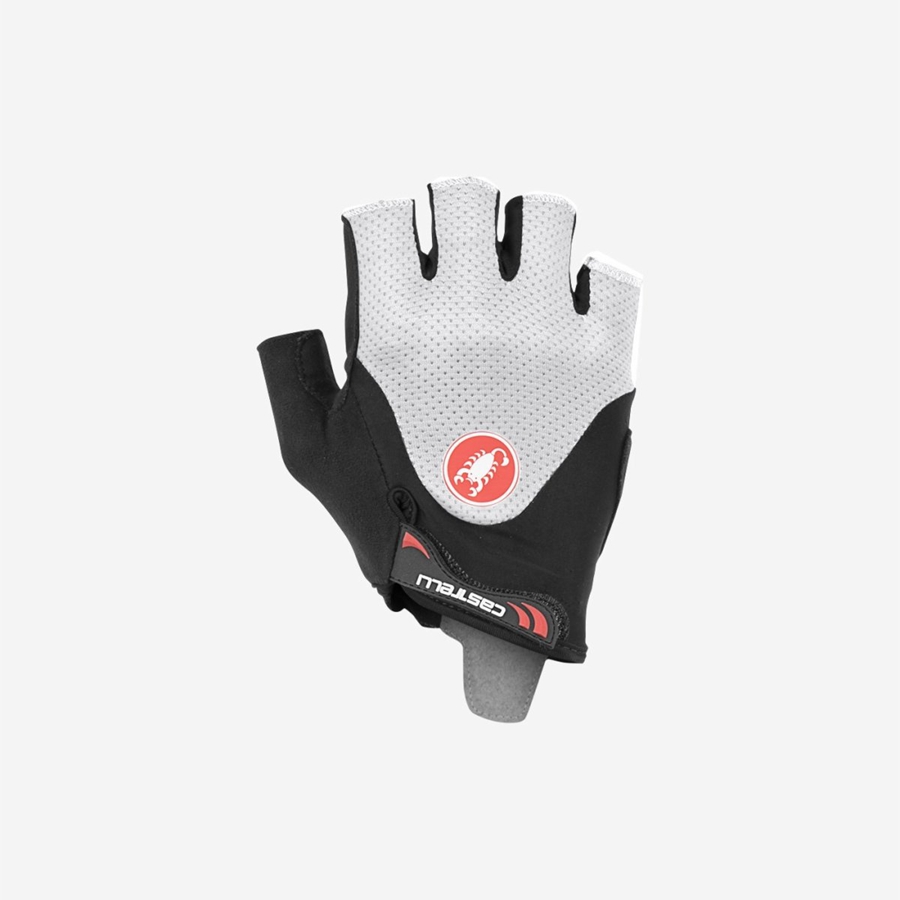 Black / White Men Castelli ARENBERG GEL 2 Gloves | NAXLJ-7863