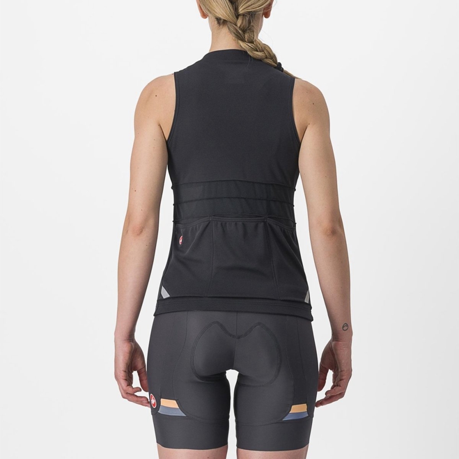 Black / White Women Castelli ANIMA 4 SLEEVELESS Jersey | PMWCS-5038