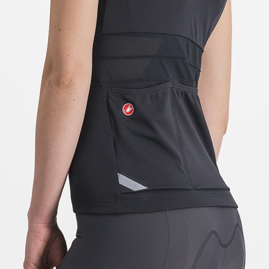 Black / White Women Castelli ANIMA 4 SLEEVELESS Jersey | PMWCS-5038