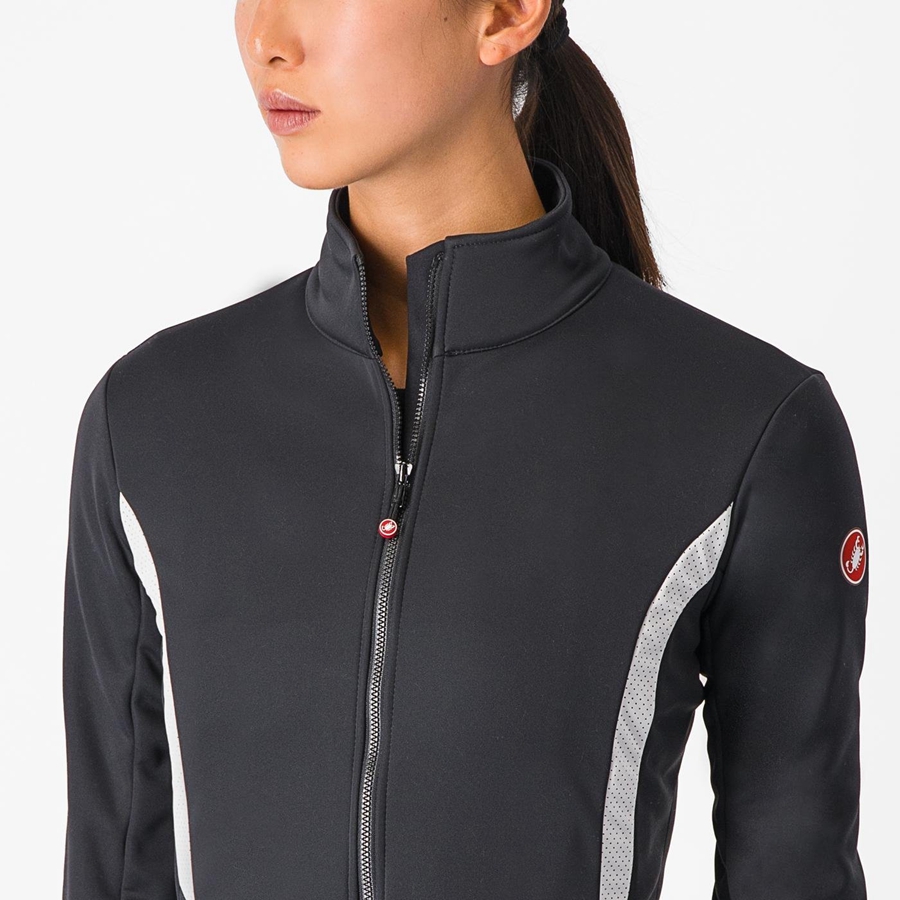 Black / White Women Castelli DINAMICA 2 Jackets | BJYUE-5926