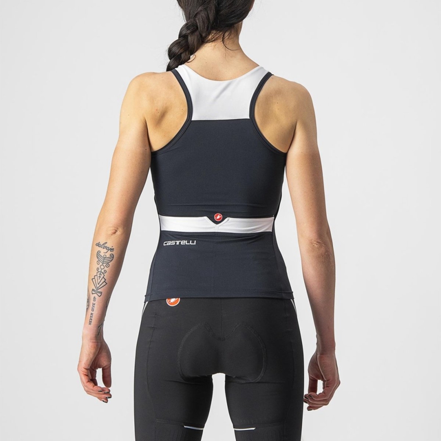 Black / White Women Castelli SOLARIS TOP Jersey | RKCSG-2561