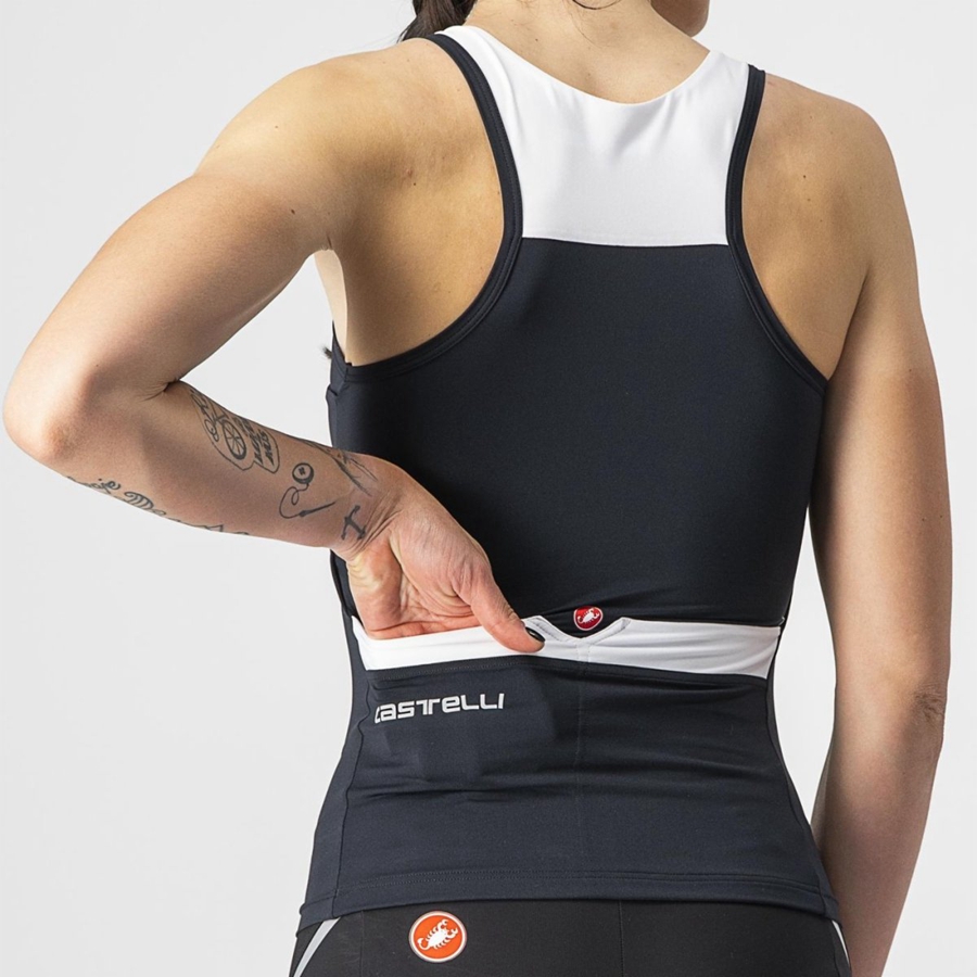 Black / White Women Castelli SOLARIS TOP Jersey | RKCSG-2561