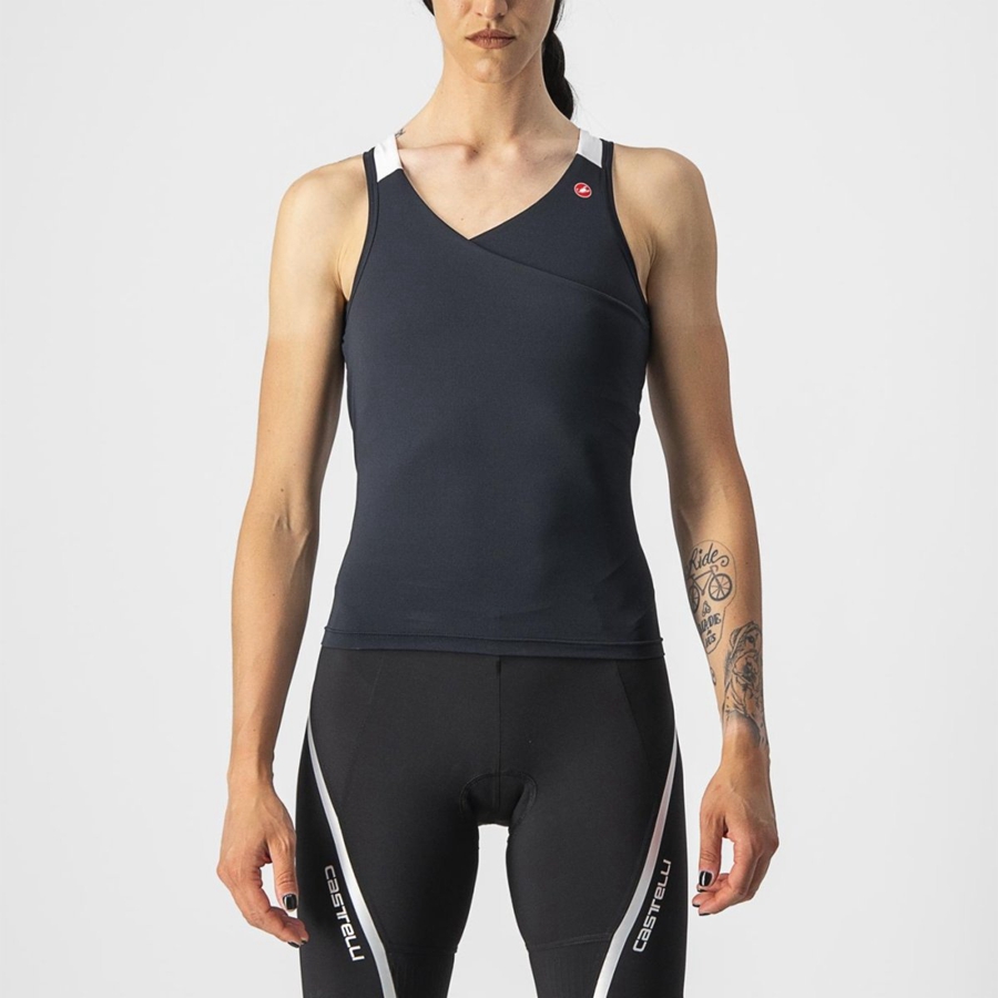 Black / White Women Castelli SOLARIS TOP Jersey | RKCSG-2561