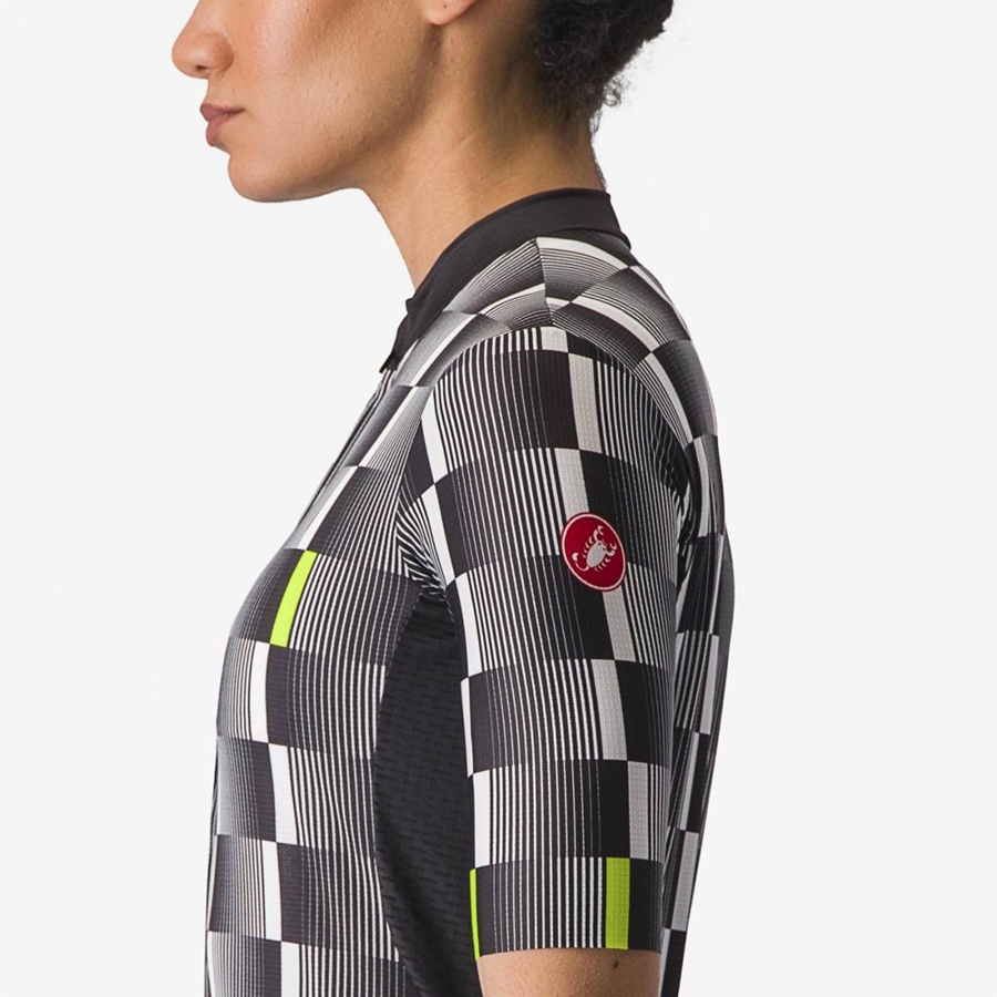 Black / White / Light Green Women Castelli DIMENSIONE Jersey | IBNCO-4368