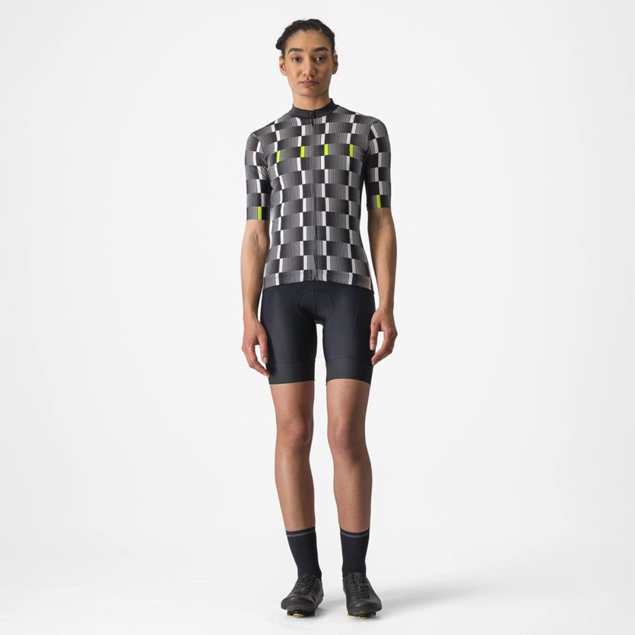 Black / White / Light Green Women Castelli DIMENSIONE Jersey | IBNCO-4368