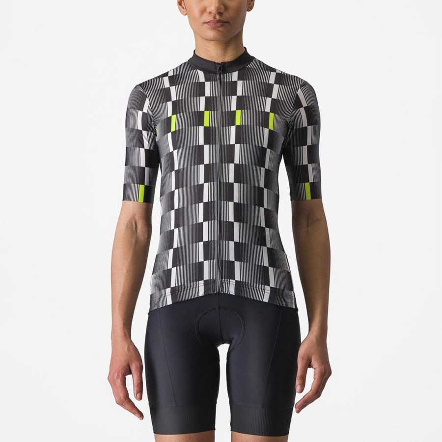 Black / White / Light Green Women Castelli DIMENSIONE Jersey | IBNCO-4368