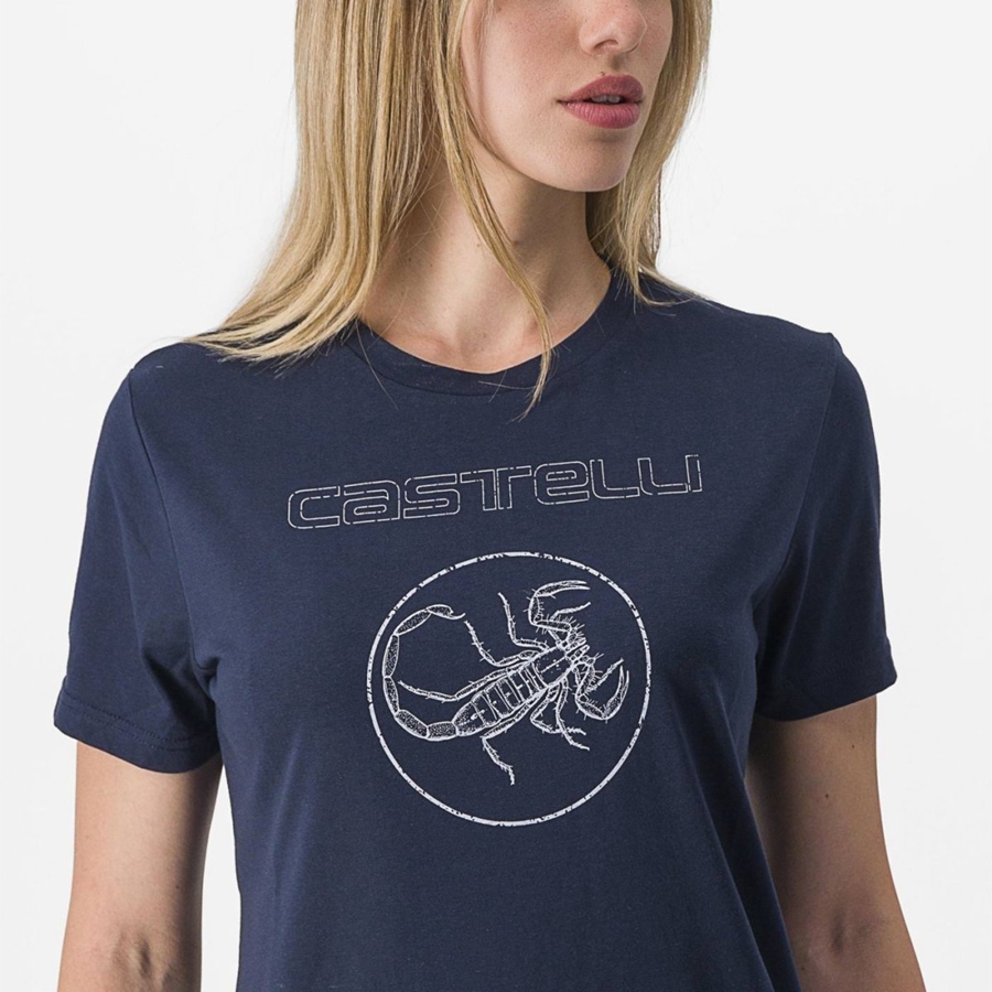 Blue Women Castelli PEDALARE TEE Casual | XJDRL-5691