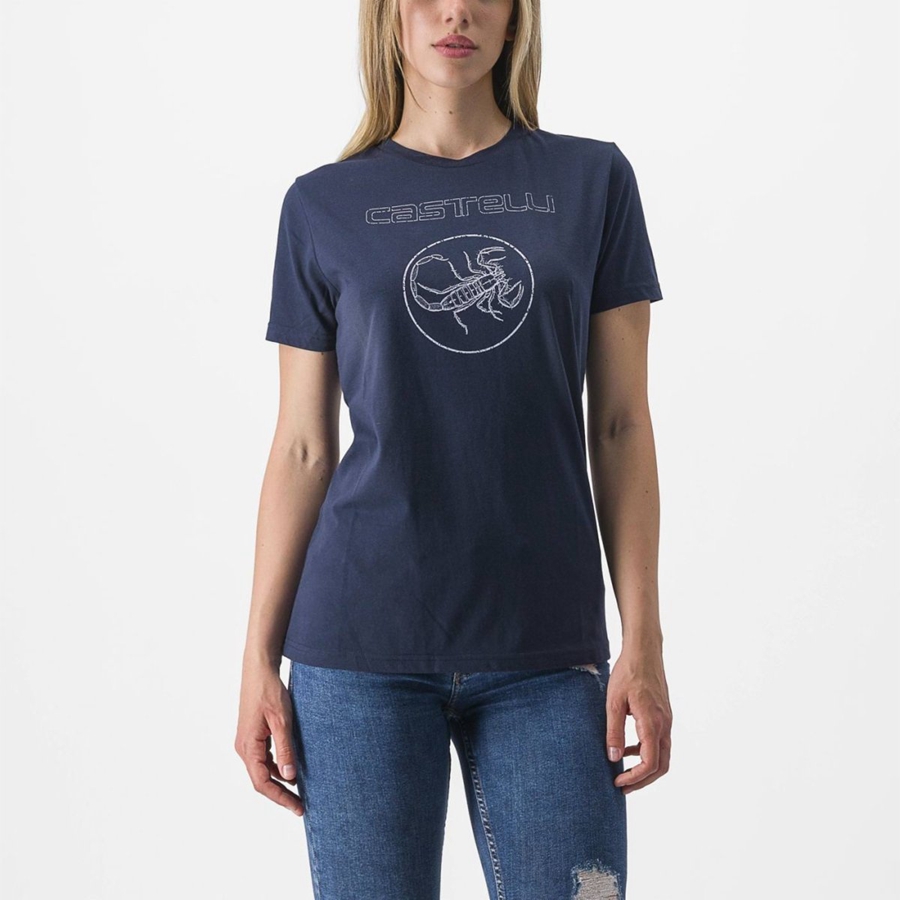 Blue Women Castelli PEDALARE TEE Casual | XJDRL-5691