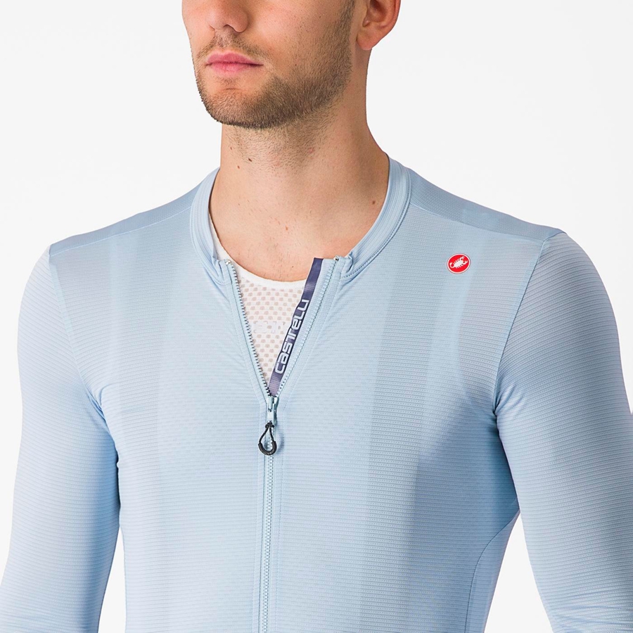 Blue / Blue Men Castelli ESPRESSO LS Jersey | TWVAQ-8957