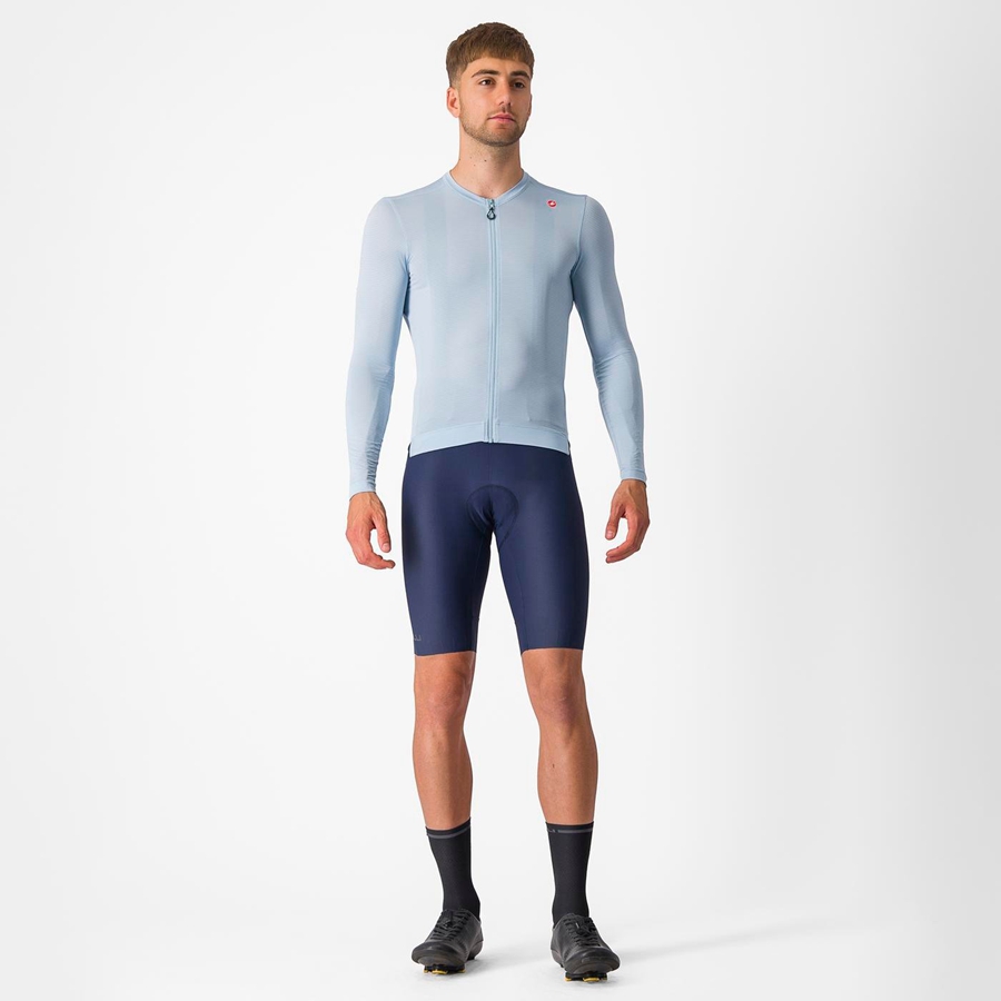 Blue / Blue Men Castelli ESPRESSO LS Jersey | TWVAQ-8957