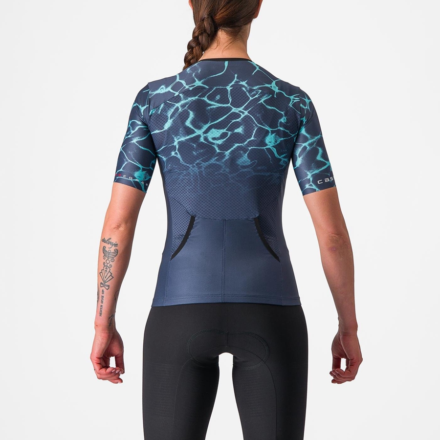 Blue / Light Turquoise Women Castelli FREE SPEED 2 W RACE TOP Suits | CGOIJ-1748