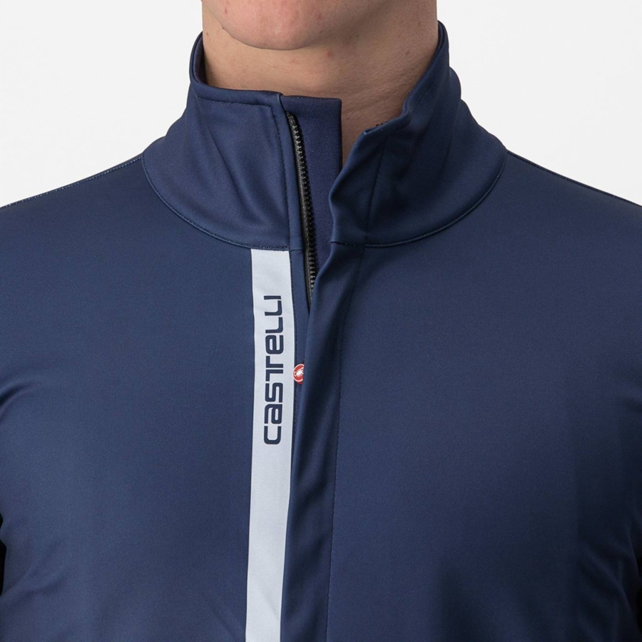 Blue / Silver Men Castelli ENTRATA Jackets | FCNDZ-1487