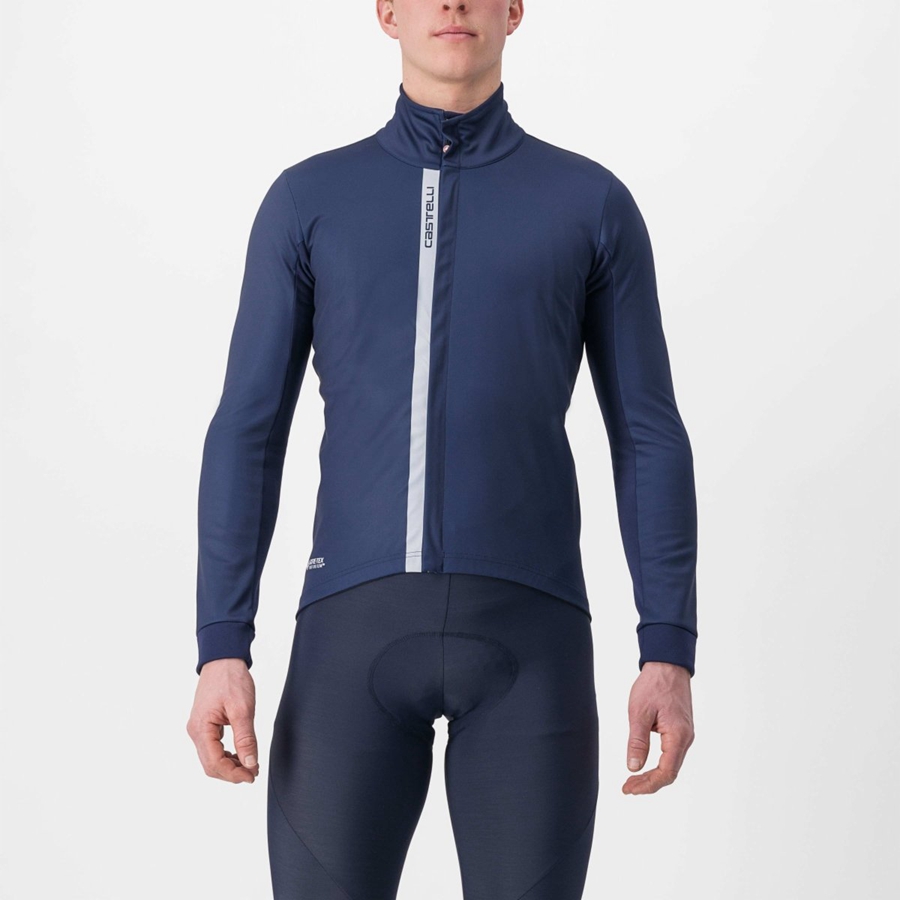 Blue / Silver Men Castelli ENTRATA Jackets | FCNDZ-1487