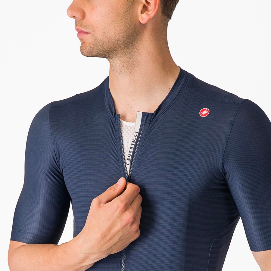 Blue / Silver Men Castelli ESPRESSO Jersey | RUTKX-3749