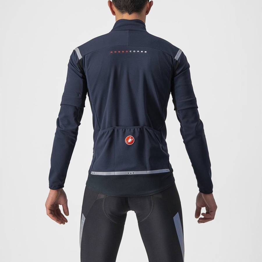 Blue / Silver Men Castelli PERFETTO RoS 2 CONVERTIBLE Jackets | NOQMZ-4730