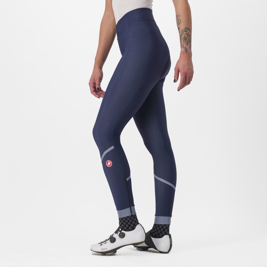 Blue / Silver Women Castelli VELOCISSIMA THERMAL Leggings | VJLMQ-2316