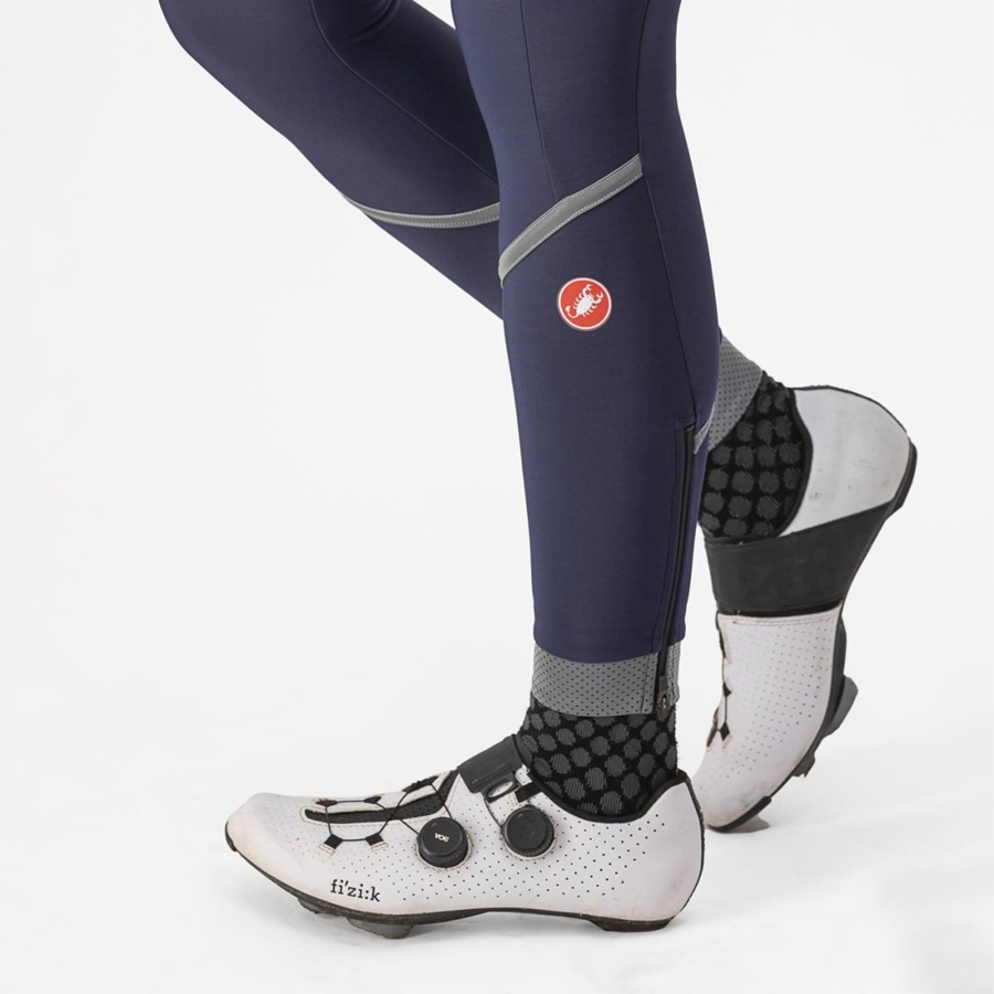 Blue / Silver Women Castelli VELOCISSIMA THERMAL Leggings | VJLMQ-2316