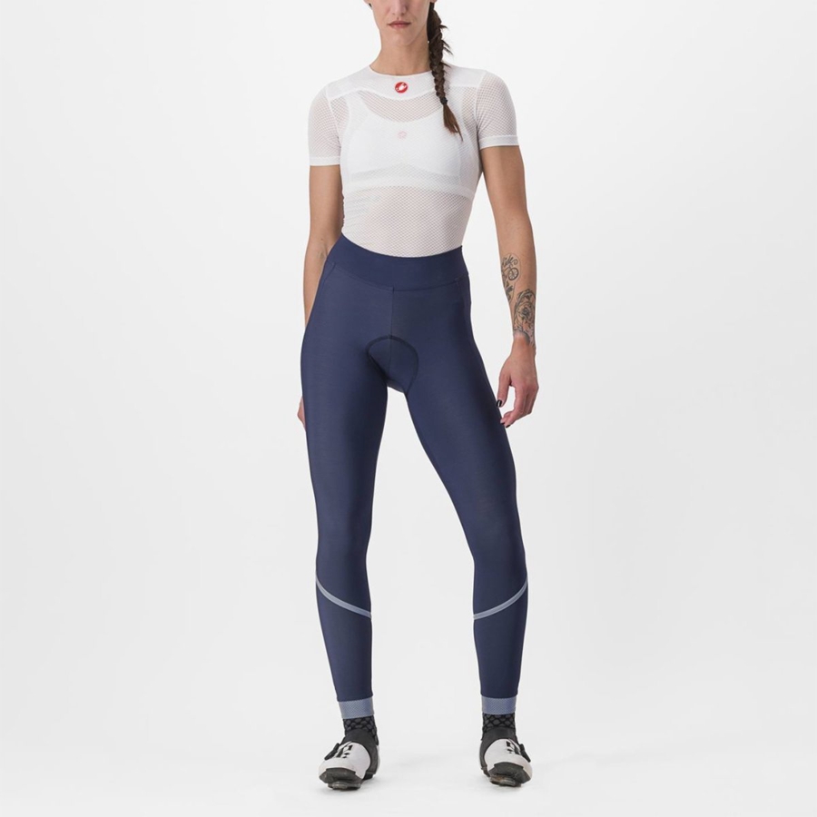 Blue / Silver Women Castelli VELOCISSIMA THERMAL Leggings | VJLMQ-2316