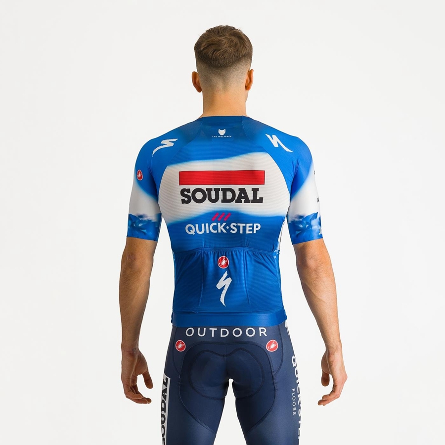 Blue / White Men Castelli AERO RACE 7.0 Jersey | TKUNH-9503