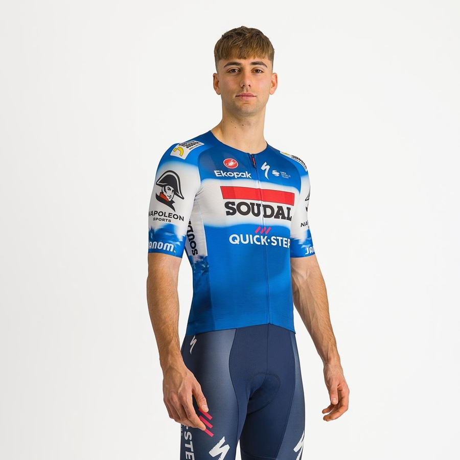 Blue / White Men Castelli AERO RACE 7.0 Jersey | TKUNH-9503