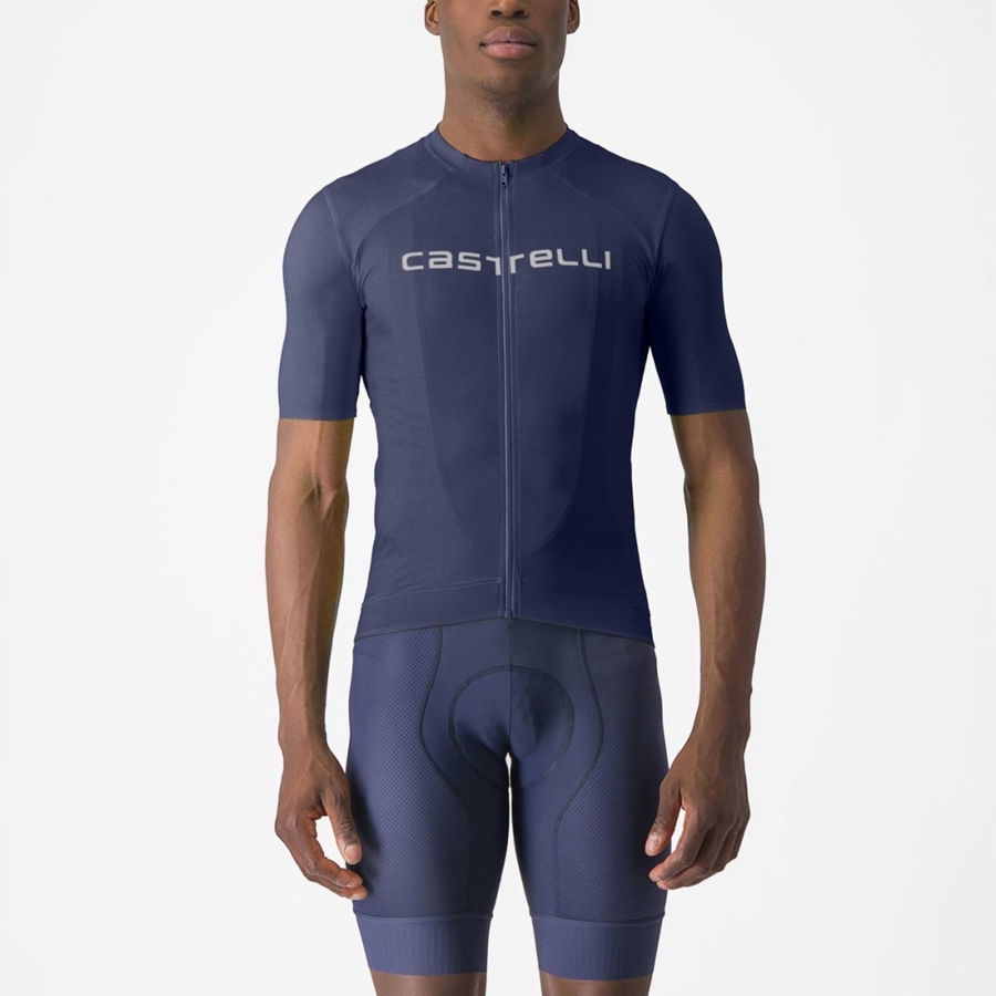 Blue / White Men Castelli PROLOGO LITE Jersey | OKDSB-1849