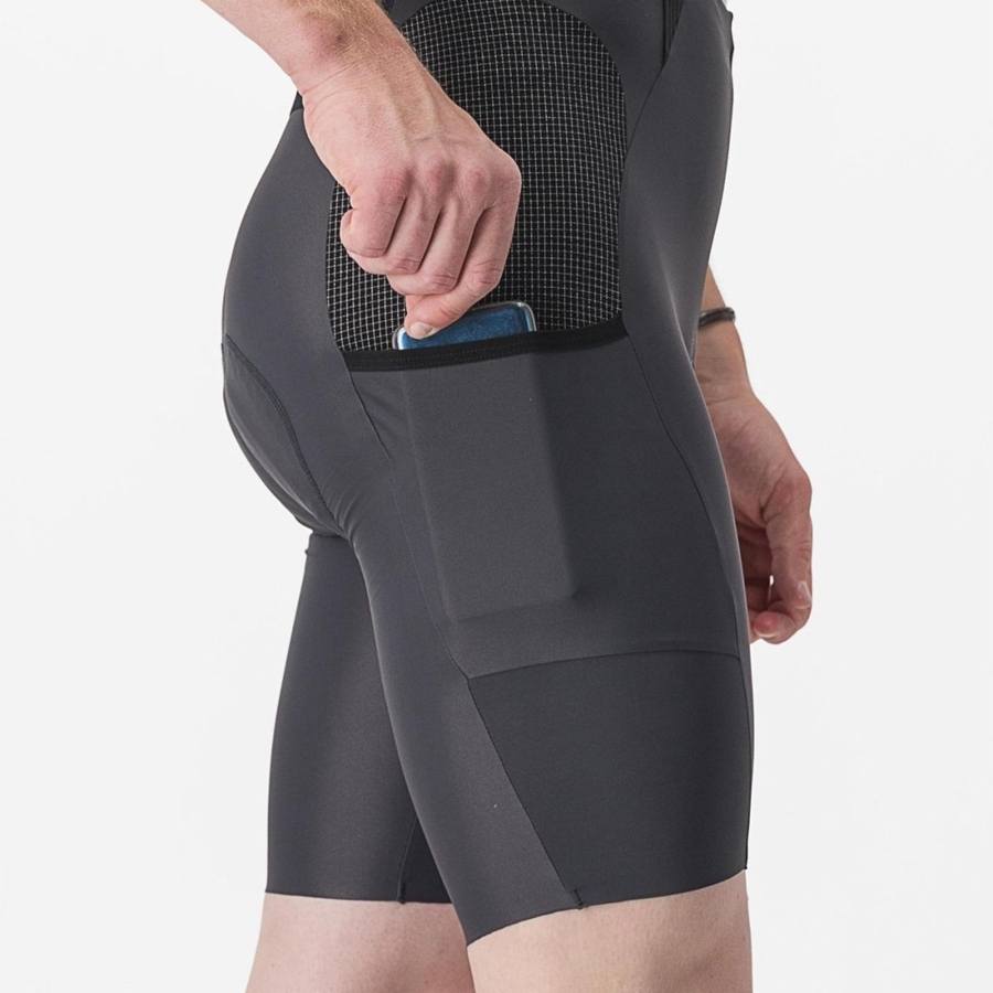 Dark Grey Men Castelli FREE UNLIMITED Bib Shorts | KUWPI-7836