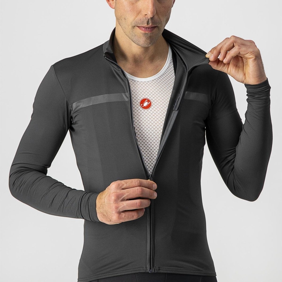 Dark Grey Men Castelli PRO THERMAL MID LS Jersey | KYPSZ-1657