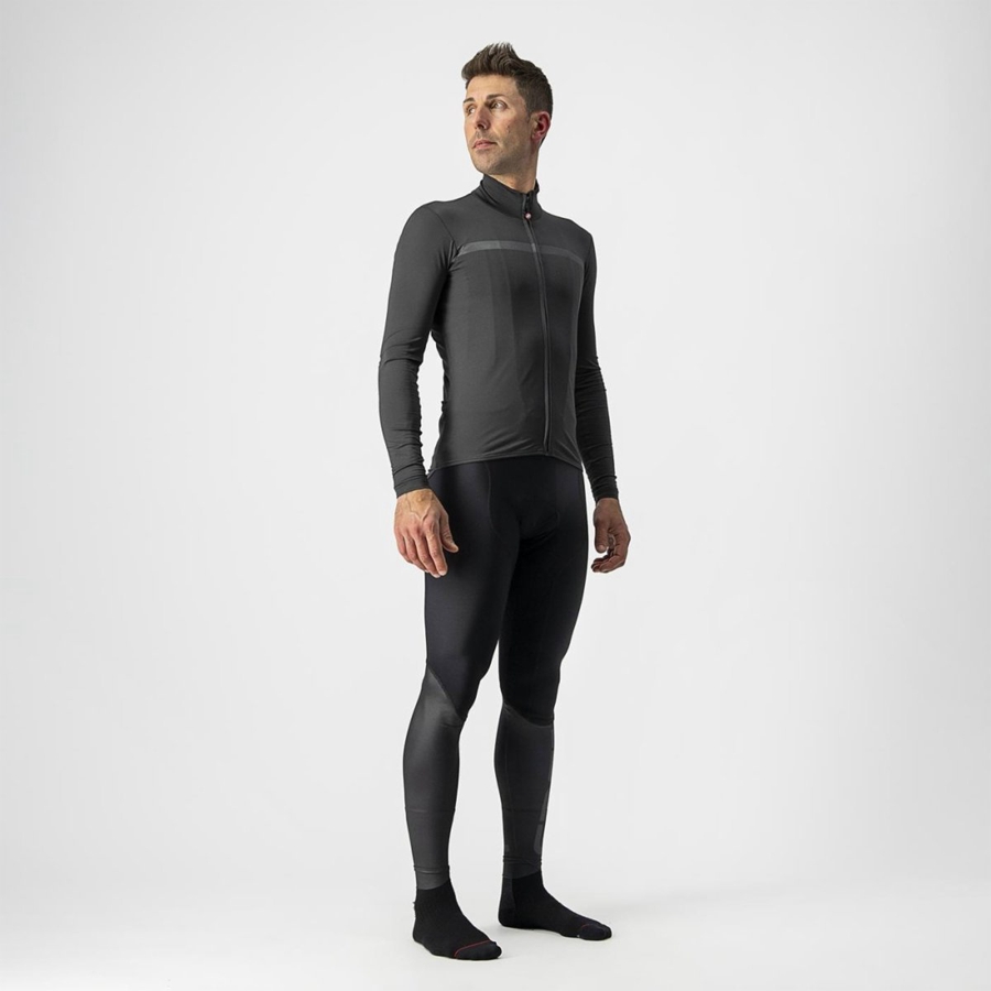 Dark Grey Men Castelli PRO THERMAL MID LS Jersey | KYPSZ-1657