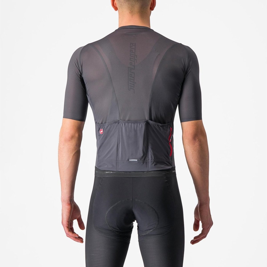 Dark Grey Men Castelli SUPERLEGGERA 3 Jersey | YPJIS-2539