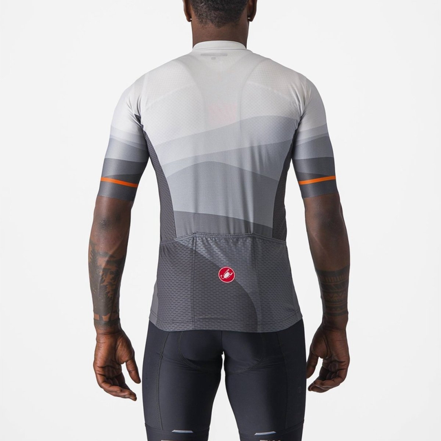 Dark Grey / Silver Grey Men Castelli ORIZZONTE Jersey | UMVNP-3968