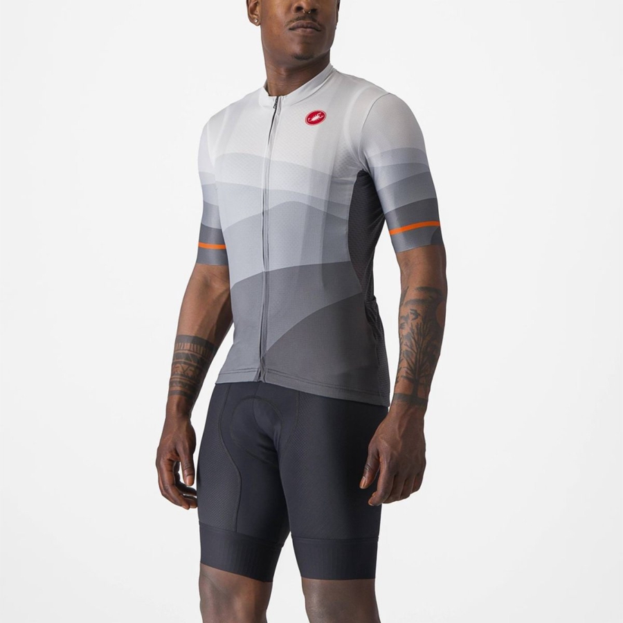 Dark Grey / Silver Grey Men Castelli ORIZZONTE Jersey | UMVNP-3968