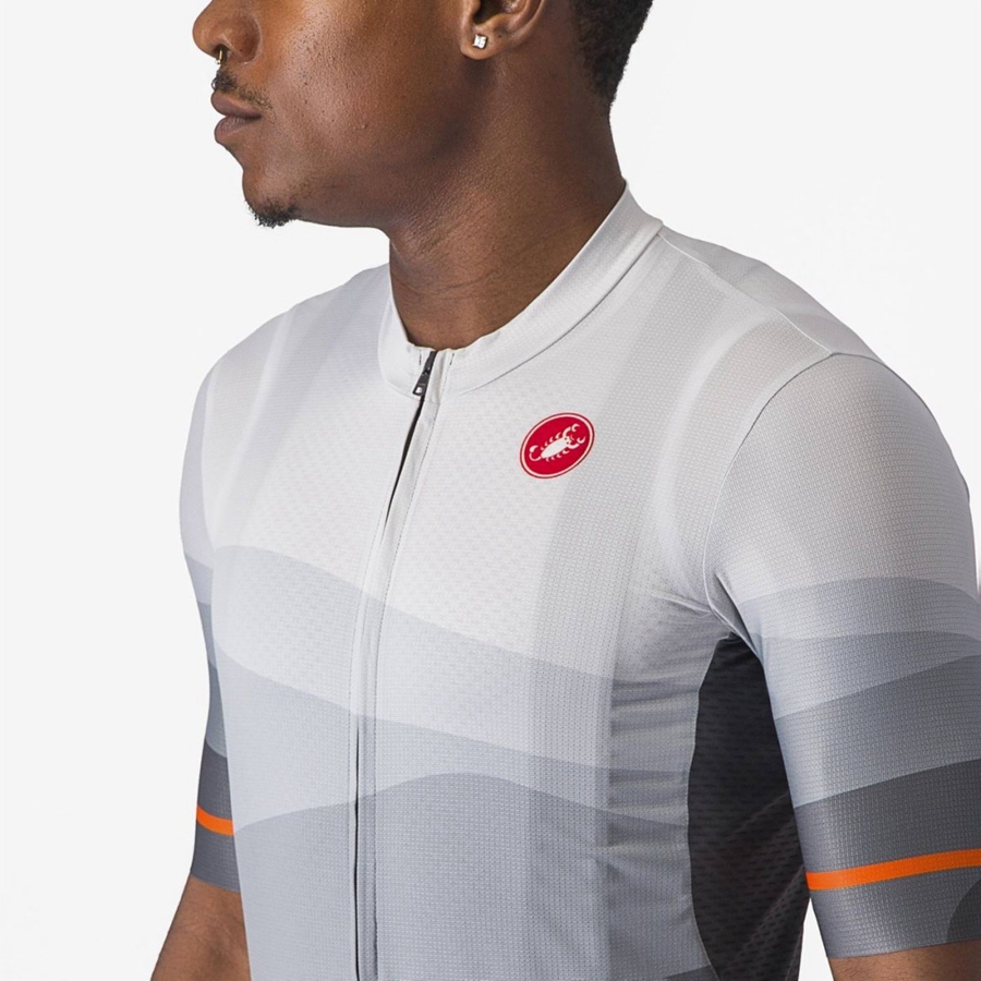 Dark Grey / Silver Grey Men Castelli ORIZZONTE Jersey | UMVNP-3968