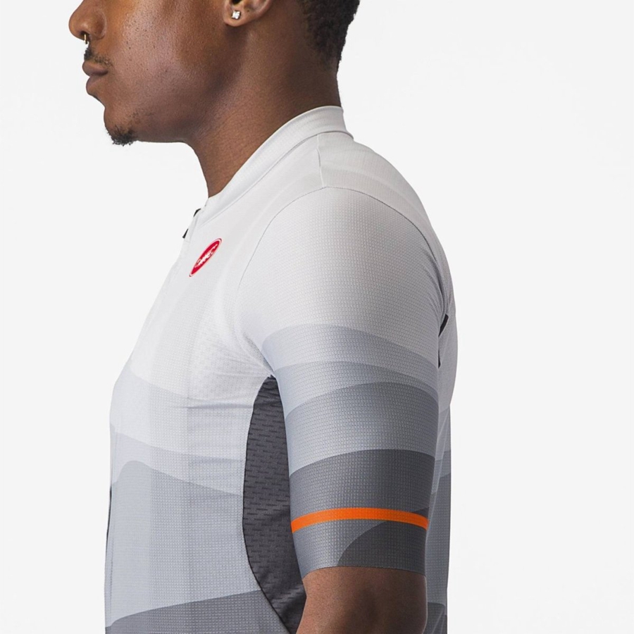 Dark Grey / Silver Grey Men Castelli ORIZZONTE Jersey | UMVNP-3968