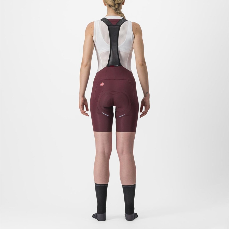 Deep Burgundy Women Castelli FREE AERO RC W Bib Shorts | TGHCI-1058