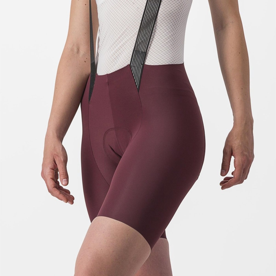 Deep Burgundy Women Castelli FREE AERO RC W Bib Shorts | TGHCI-1058