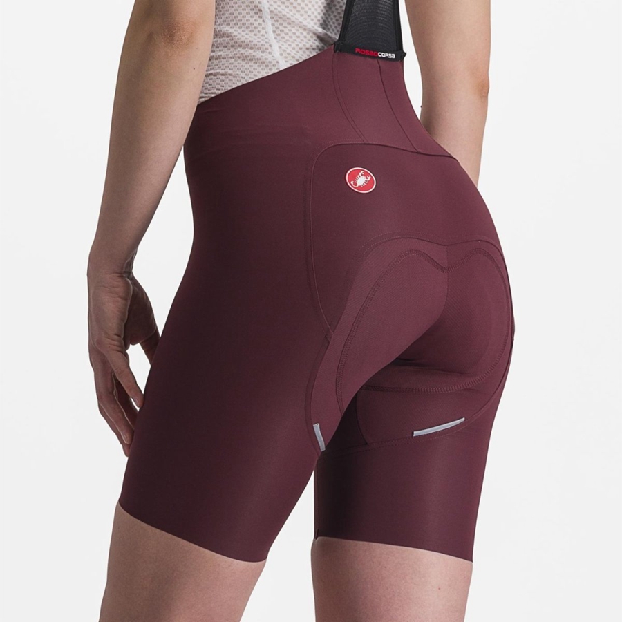 Deep Burgundy Women Castelli FREE AERO RC W Bib Shorts | TGHCI-1058