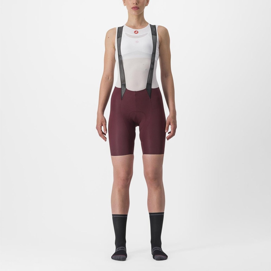 Deep Burgundy Women Castelli FREE AERO RC W Bib Shorts | TGHCI-1058