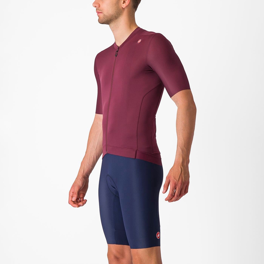 Deep Burgundy / Silver Men Castelli ESPRESSO Jersey | MKACY-5836