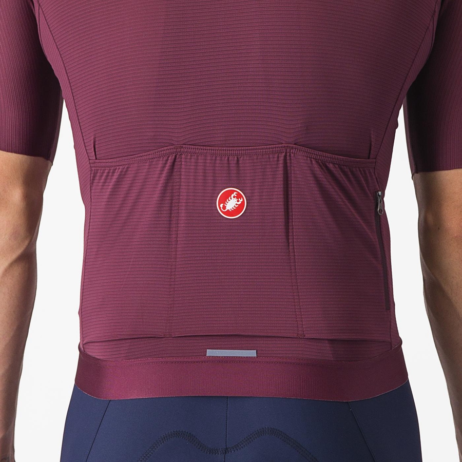 Deep Burgundy / Silver Men Castelli ESPRESSO Jersey | MKACY-5836