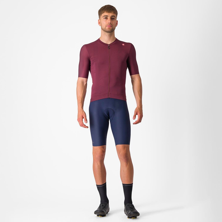 Deep Burgundy / Silver Men Castelli ESPRESSO Jersey | MKACY-5836