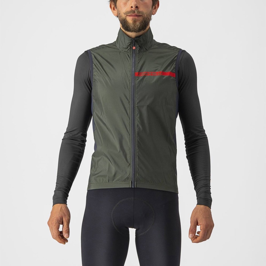 Green / Dark Grey Men Castelli SQUADRA STRETCH Vest | LVSDB-0235