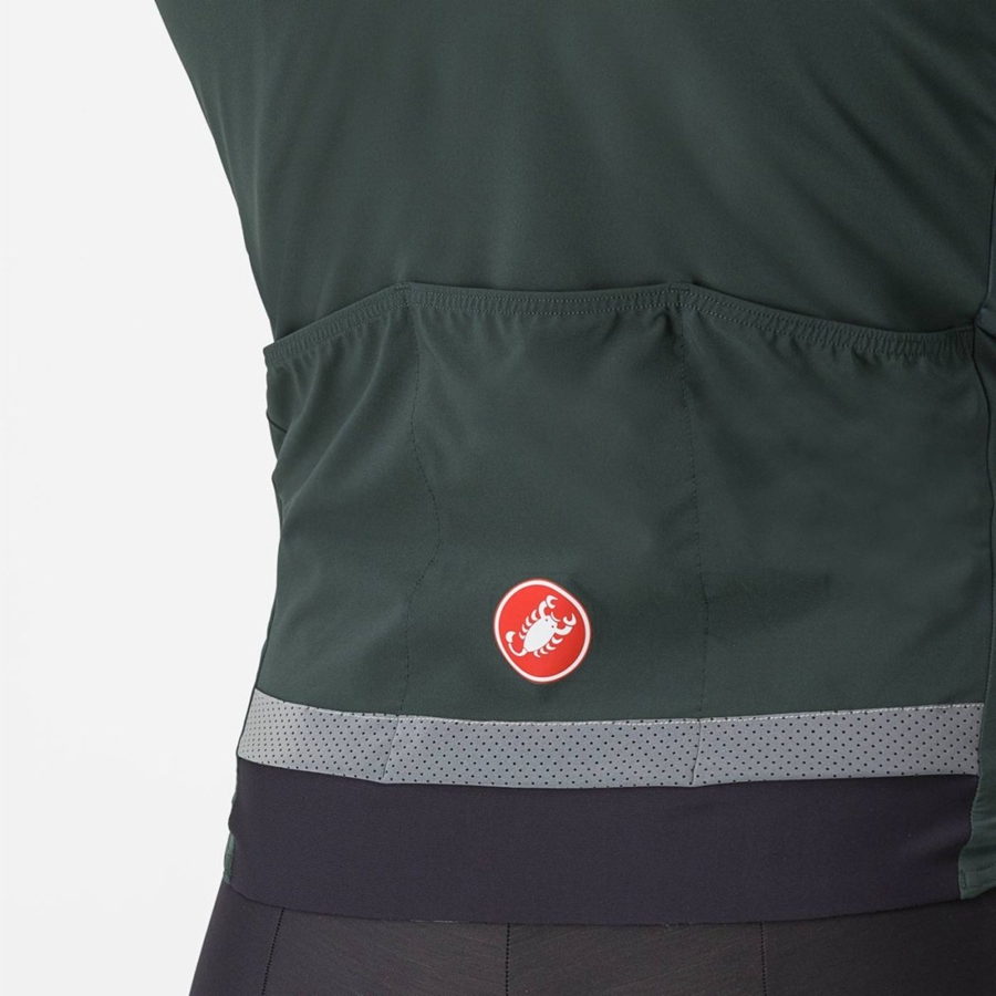 Green / Red Orange Men Castelli BETA RoS Jackets | CEFAB-0237