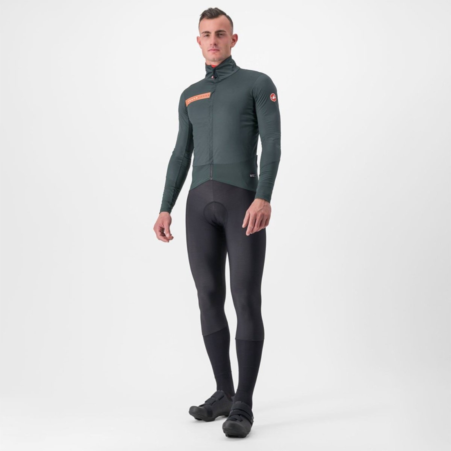 Green / Red Orange Men Castelli BETA RoS Jackets | CEFAB-0237